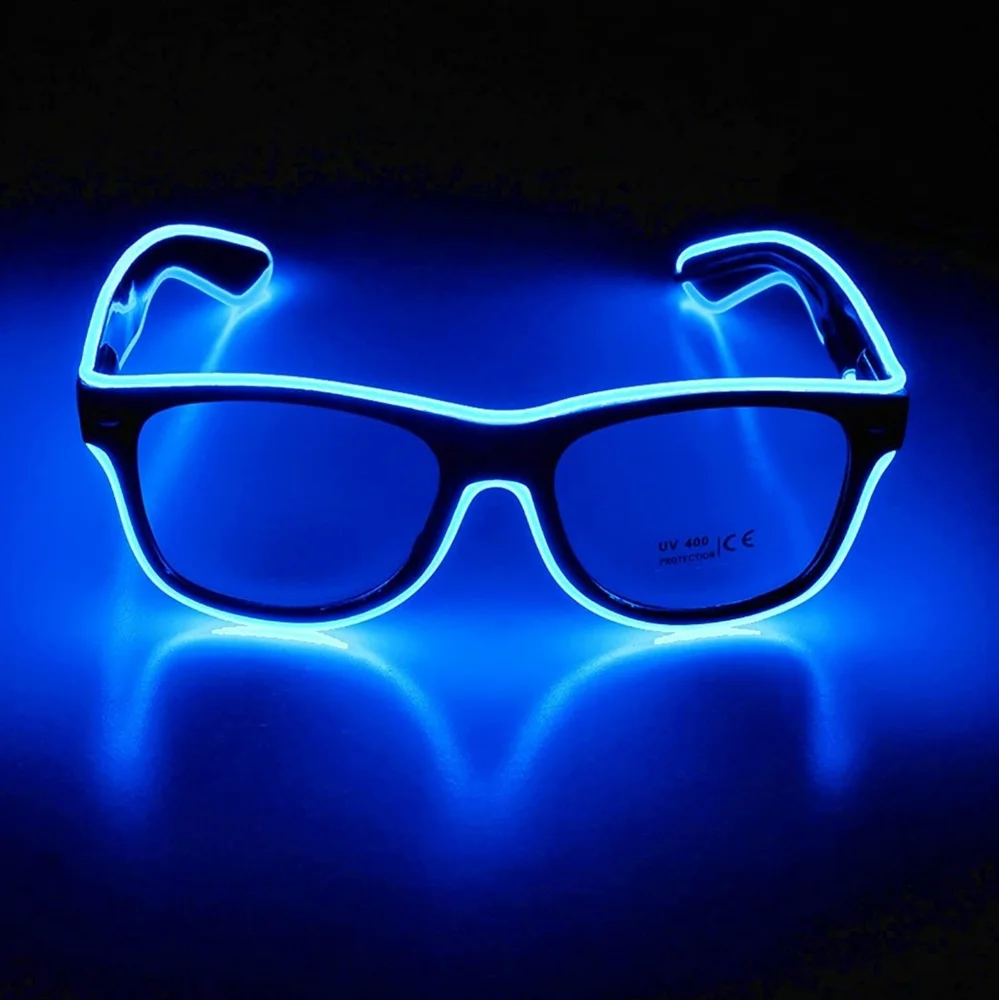 Blue EL Wire Neon Rave Glasses Flashing LED Sunglasses